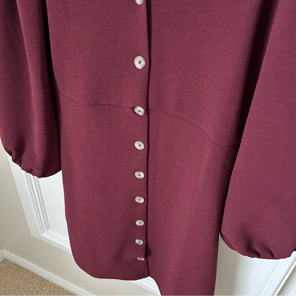 NWT Madewell Texture and Thread V-Neck Burgundy Long Sleeve Dress Small S - Picture 5 of 8